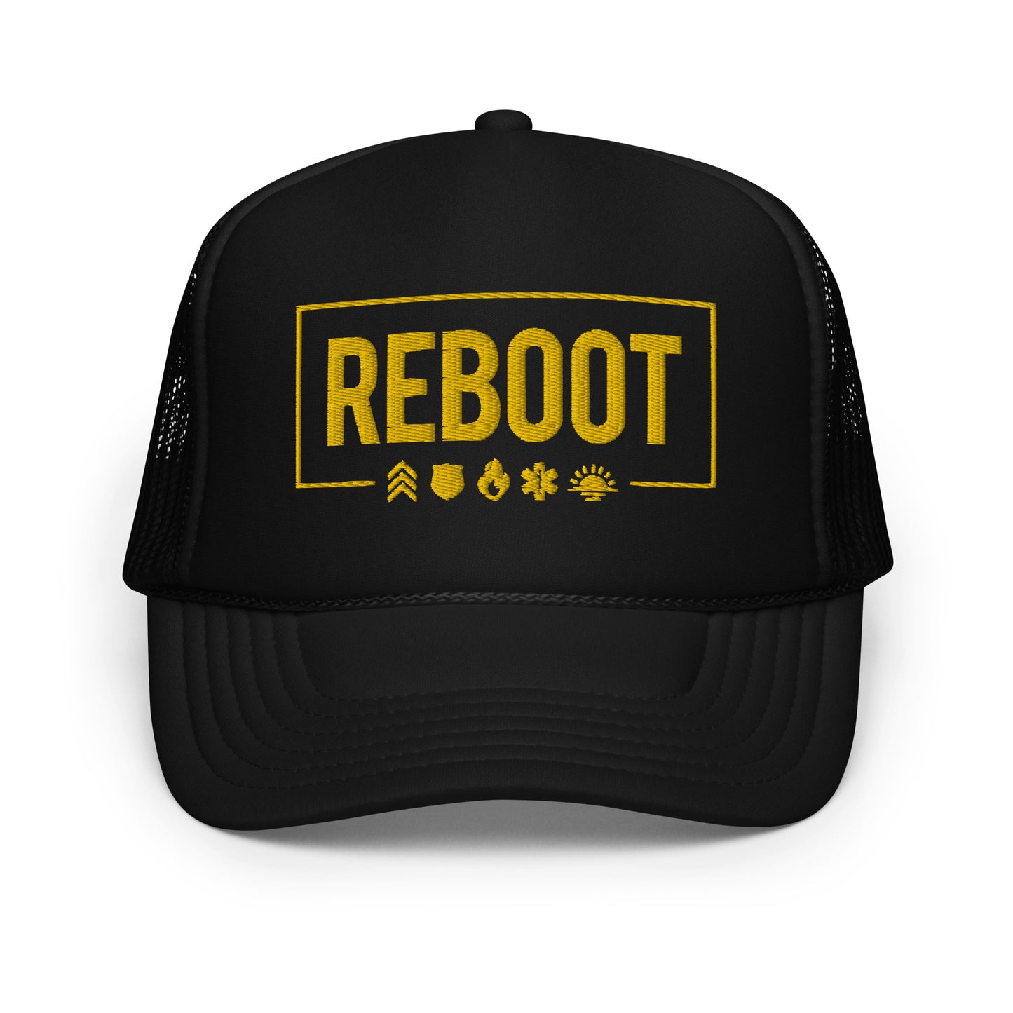 REBOOT Yellow Border Foam trucker hat