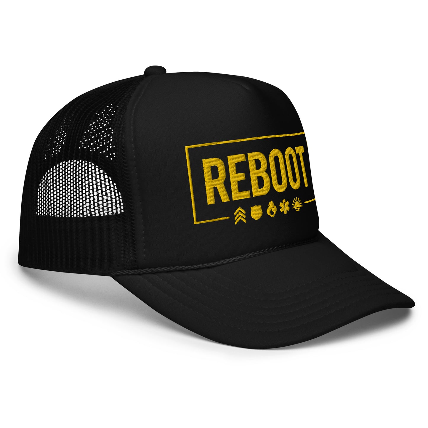 REBOOT Yellow Border Foam trucker hat