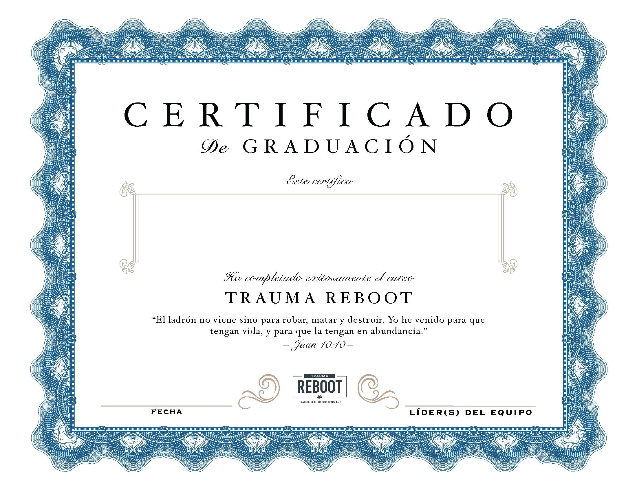 Recovery Graduation Program Graduate Certificate – REBOOT Recovery