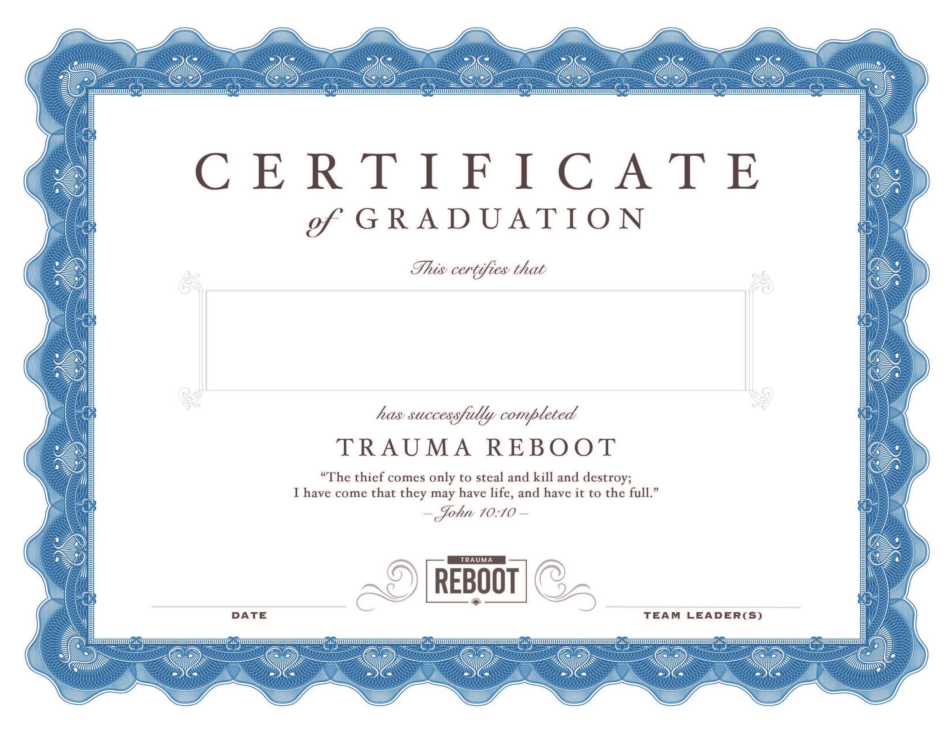 Graduate Certificate – REBOOT Recovery