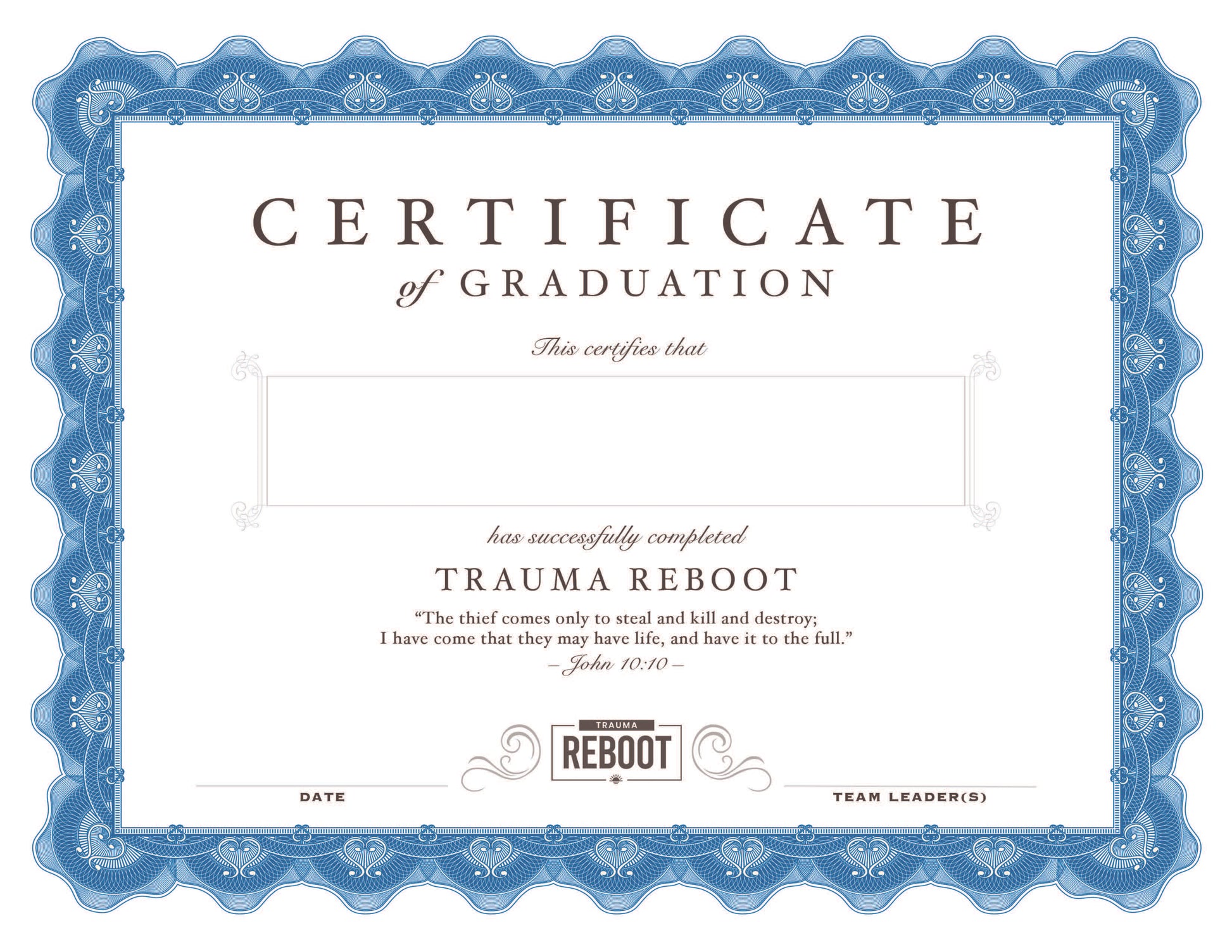 Graduate Certificate REBOOT Recovery Graduate Certificate REBOOT Recovery
